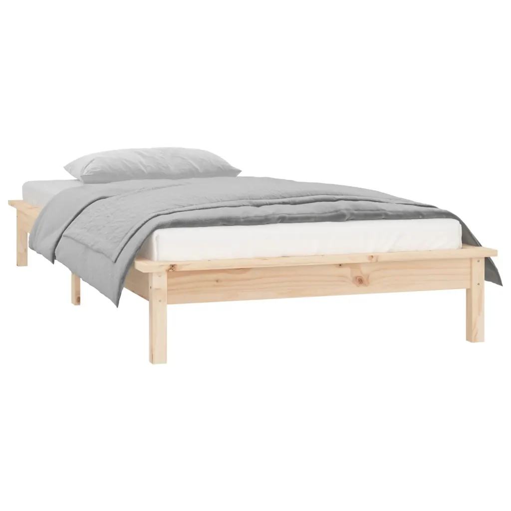 Letto singolo | Letto per adulti | Giroletto con LED 90x190 cm Single in Legno Massello - Image 5