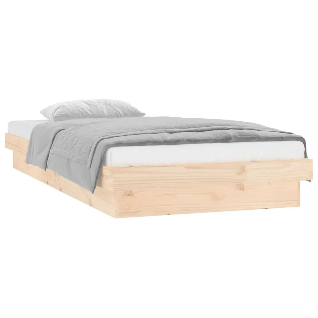 Letto singolo | Letto per adulti | Giroletto con LED 90x190 cm Single in Legno Massello - Image 4