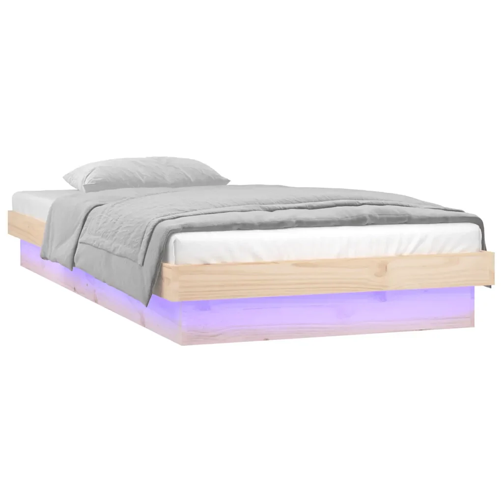 Letto singolo | Letto per adulti | Giroletto con LED 90x190 cm Single in Legno Massello - Image 5