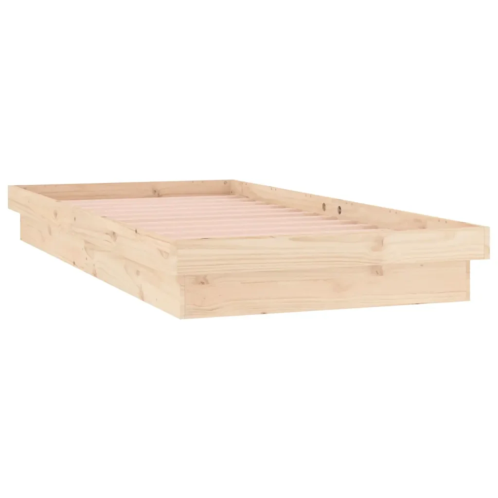 Letto singolo | Letto per adulti | Giroletto con LED 90x190 cm Single in Legno Massello - Image 6