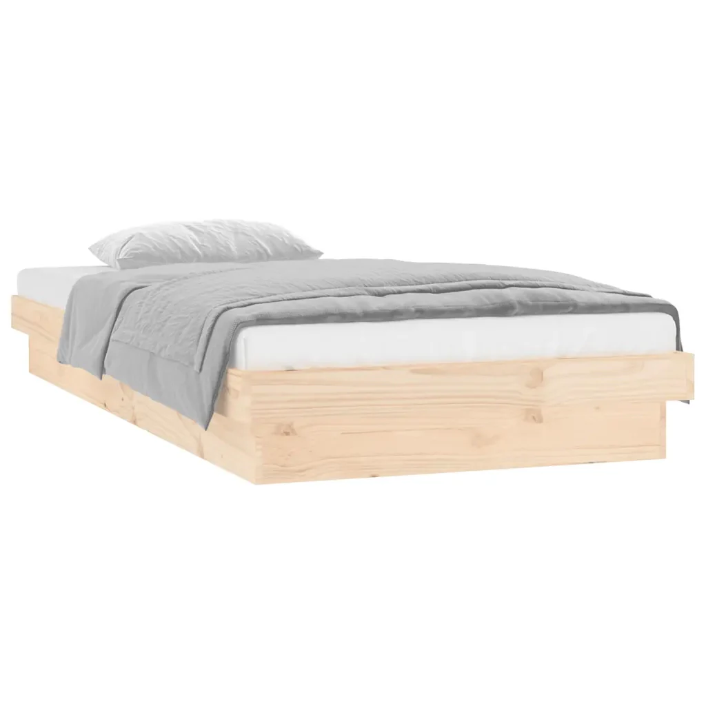 Letto singolo | Letto per adulti | Giroletto con LED 90x200 cm in Legno Massello - Image 4