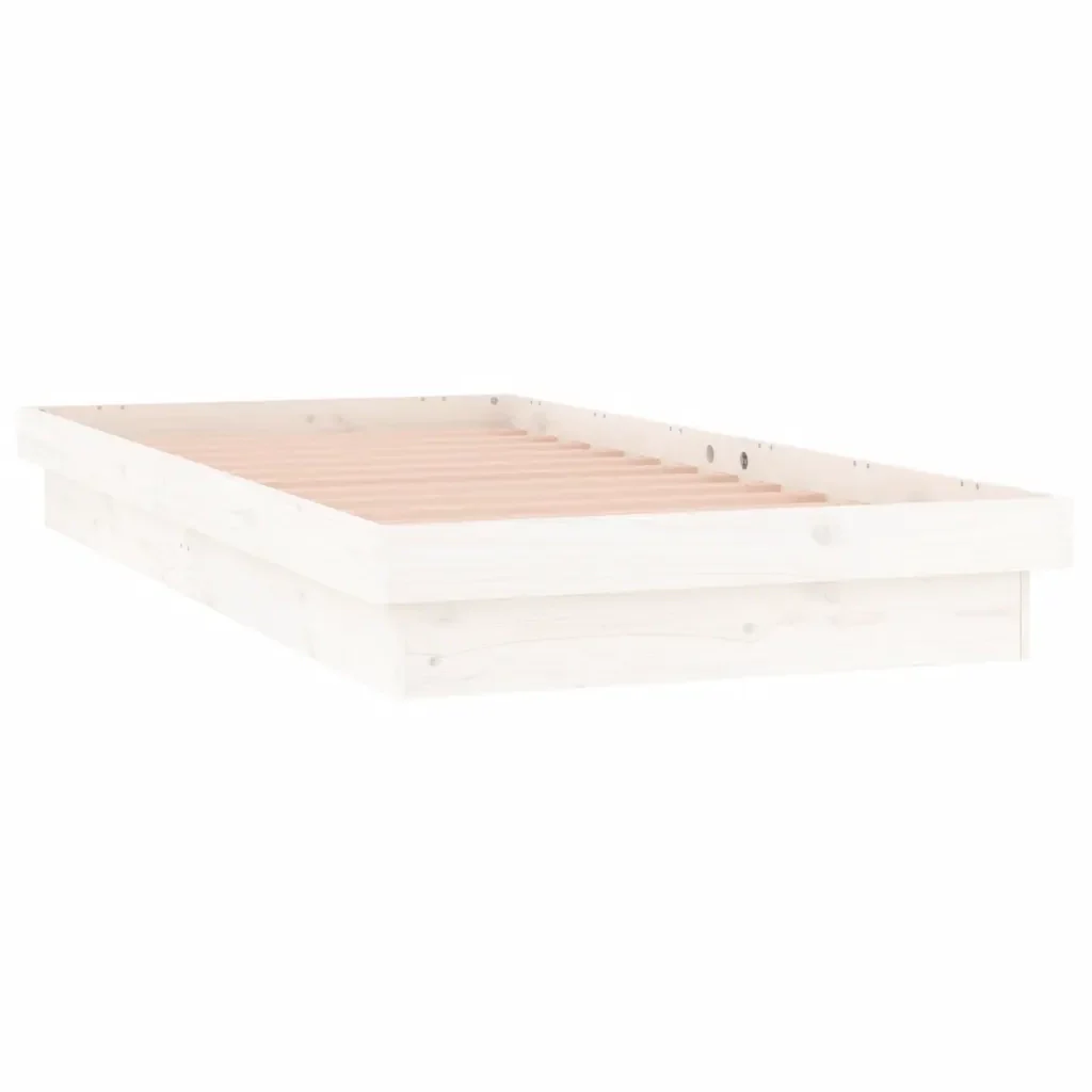 Letto singolo | Letto per adulti | Giroletto con LED Bianco 90x190 cm Single in Legno Massello - Image 6