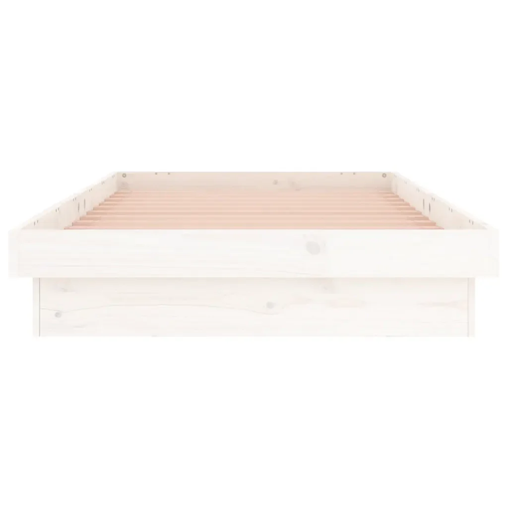 Letto singolo | Letto per adulti | Giroletto con LED Bianco 90x190 cm Single in Legno Massello - Image 7
