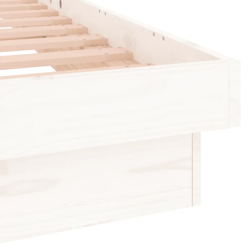 Letto singolo | Letto per adulti | Giroletto con LED Bianco 90x190 cm Single in Legno Massello - Image 9