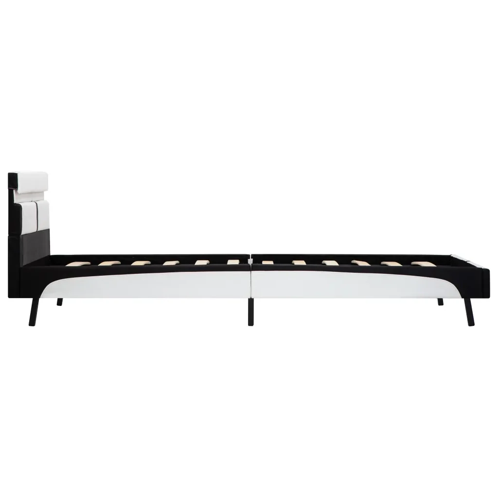 Letto singolo | Letto per adulti | Giroletto con LED Bianco e Nero in Similpelle 90x200 cm - Image 5