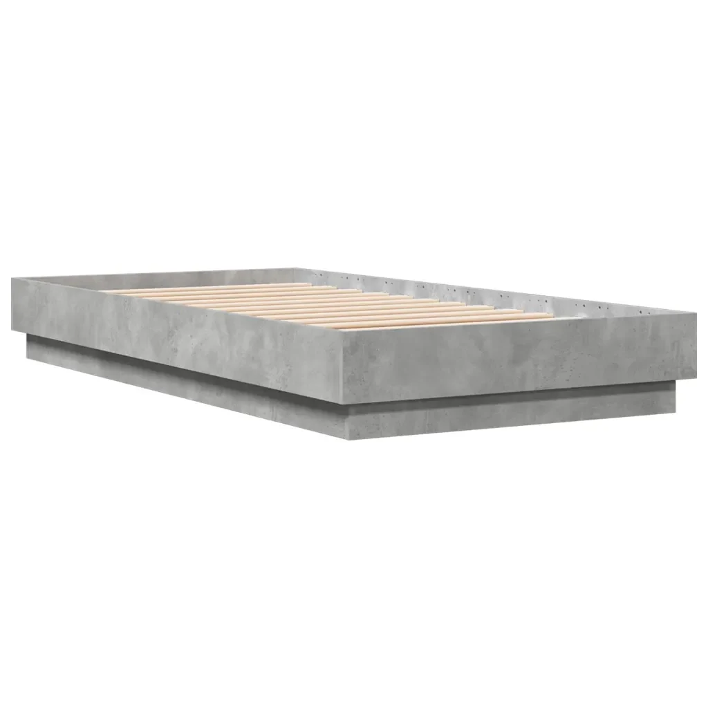 Letto singolo | Letto per adulti | Giroletto con LED Grigio Cemento 75x190 cm - Image 3