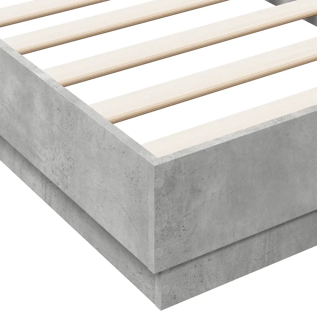 Letto singolo | Letto per adulti | Giroletto con LED Grigio Cemento 75x190 cm - Image 9