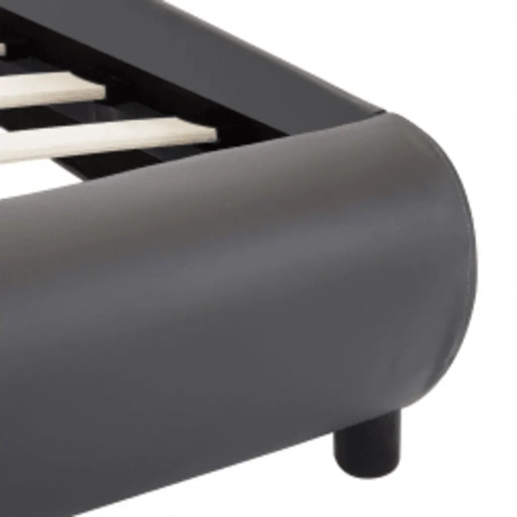Letto singolo | Letto per adulti | Giroletto con LED Grigio in Similpelle 100x200 cm - Image 7