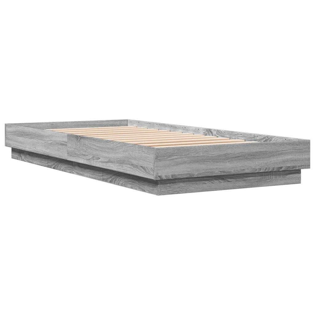 Letto singolo | Letto per adulti | Giroletto con LED Grigio Sonoma 100x200 cm - Image 3