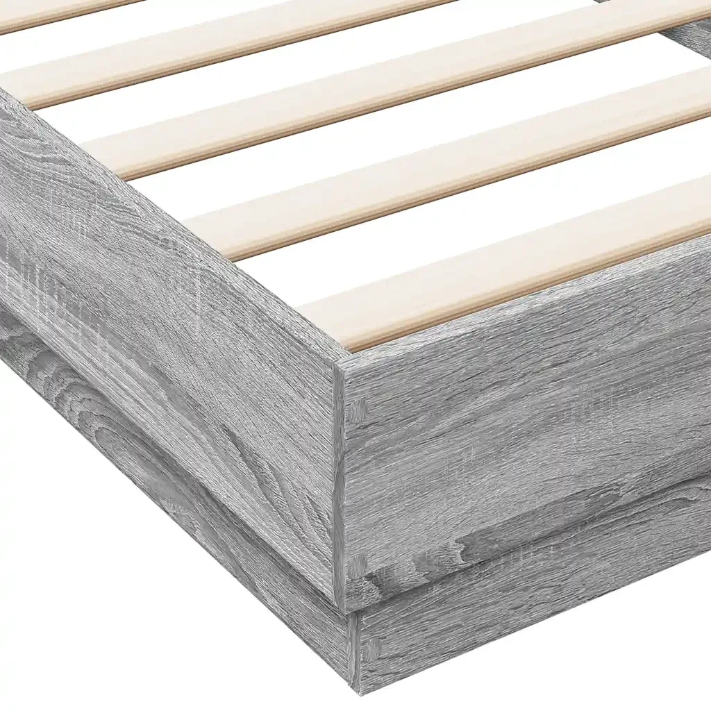 Letto singolo | Letto per adulti | Giroletto con LED Grigio Sonoma 100x200 cm - Image 9