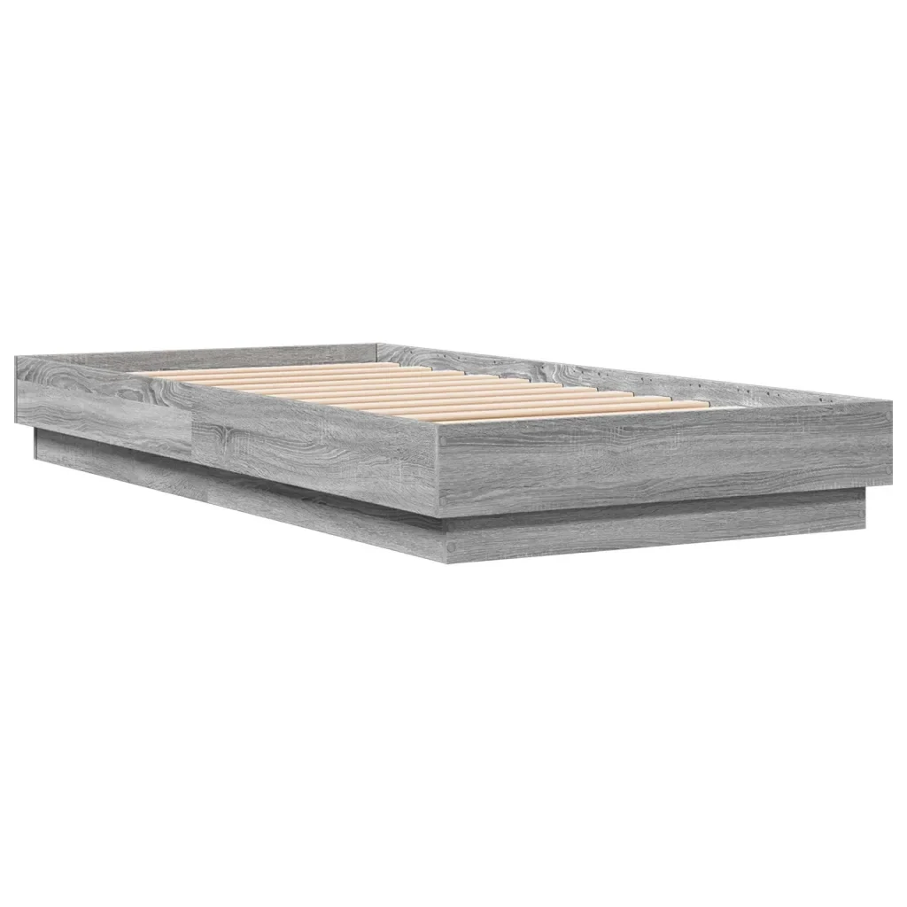 Letto singolo | Letto per adulti | Giroletto con LED Grigio Sonoma 75x190 cm - Image 4