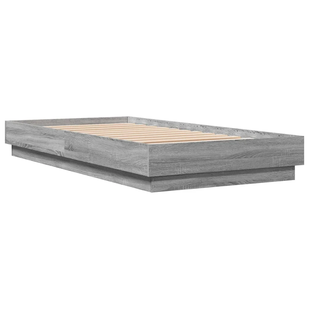 Letto singolo | Letto per adulti | Giroletto con LED Grigio Sonoma 75x190 cm - Image 8