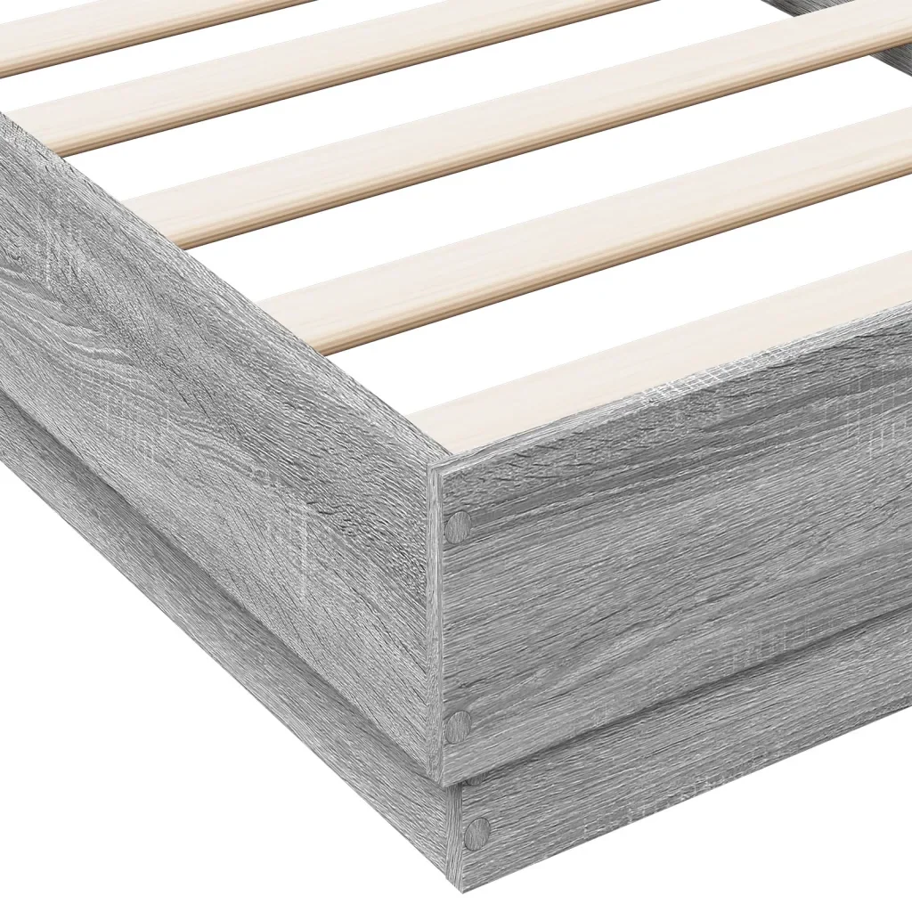 Letto singolo | Letto per adulti | Giroletto con LED Grigio Sonoma 75x190 cm - Image 9