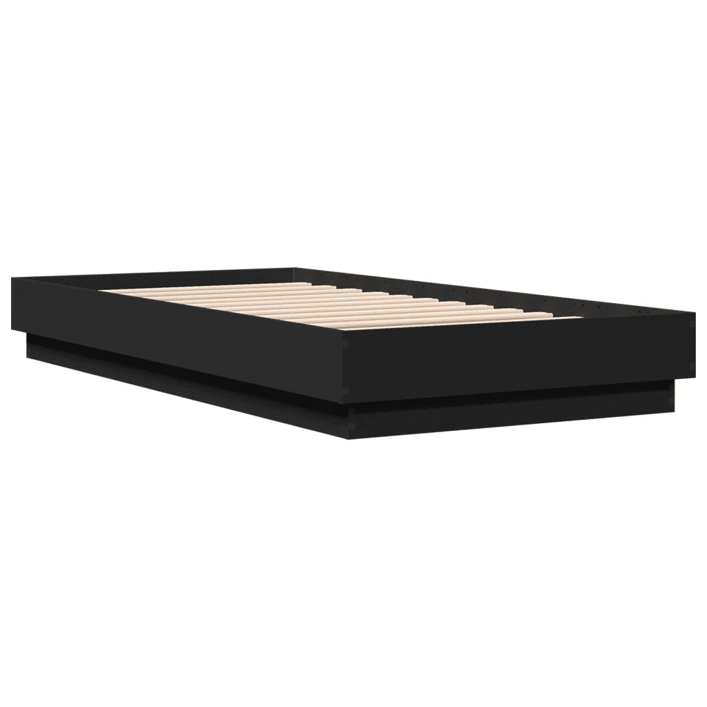 Letto singolo | Letto per adulti | Giroletto con LED Nero 75x190 cm - Image 4