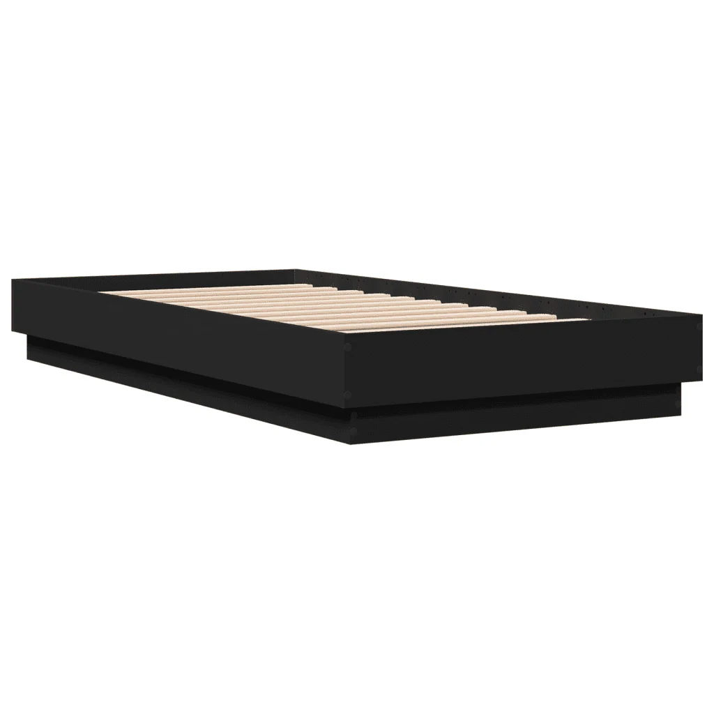 Letto singolo | Letto per adulti | Giroletto con LED Nero 75x190 cm - Image 8