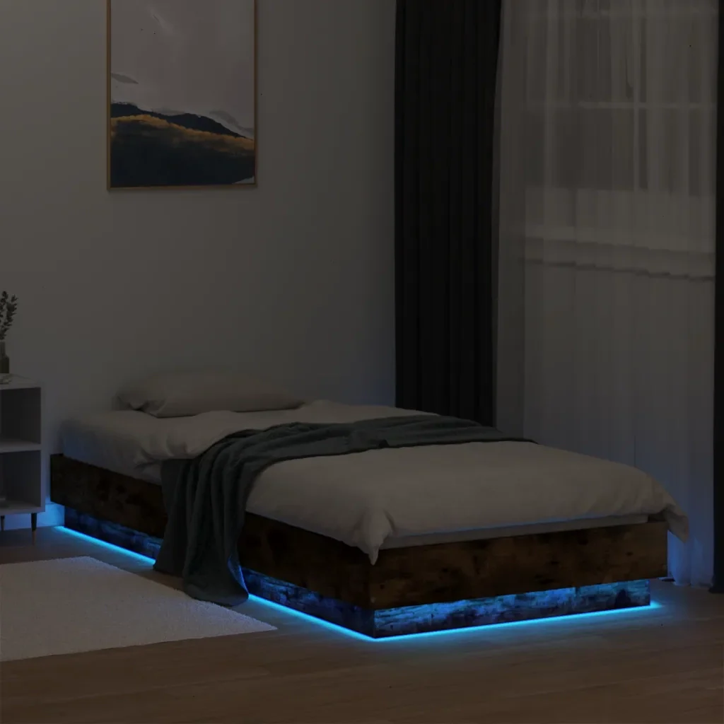 Letto singolo | Letto per adulti | Giroletto con LED Rovere Fumo 100x200 cm - Image 5
