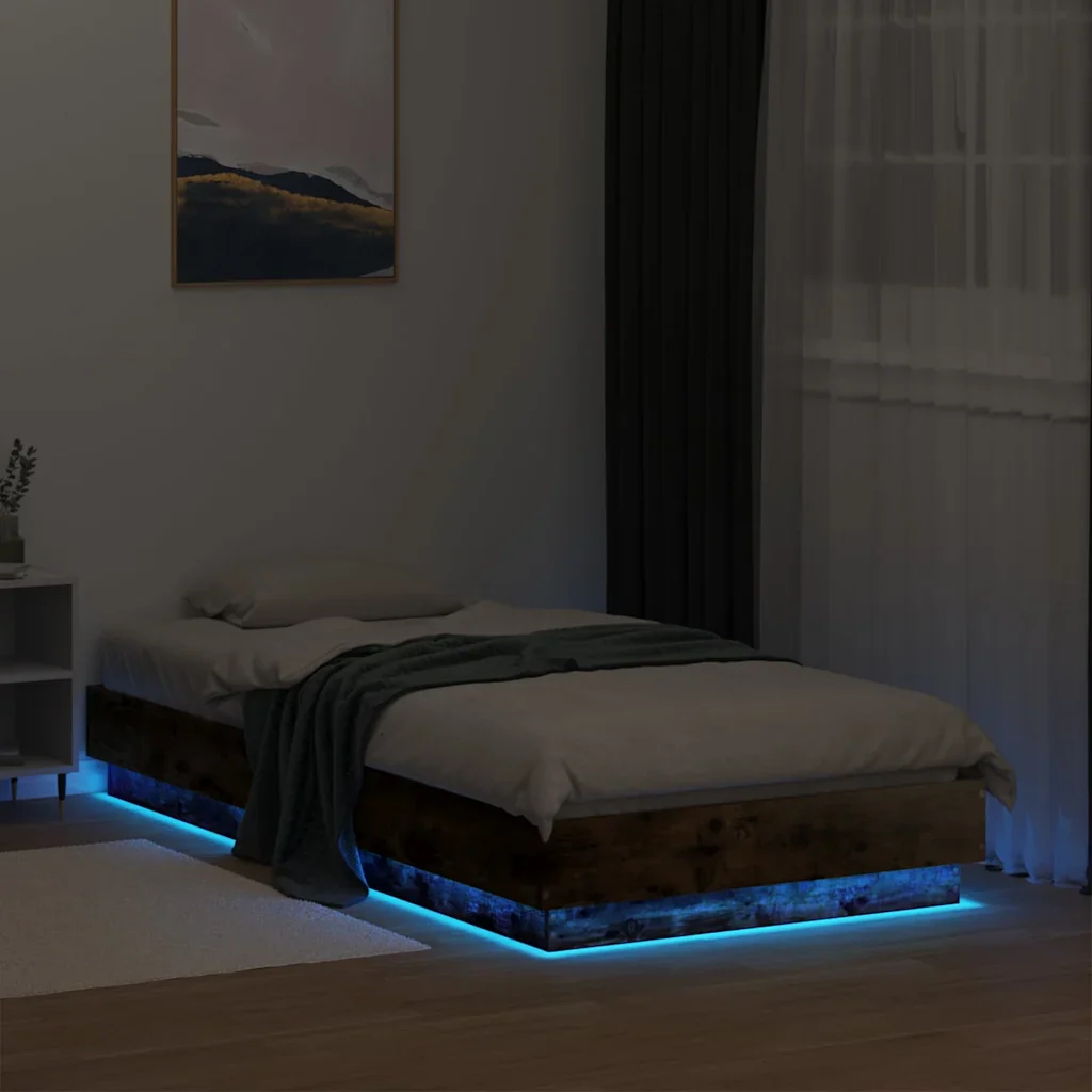 Letto singolo | Letto per adulti | Giroletto con LED Rovere Fumo 75x190 cm - Image 5