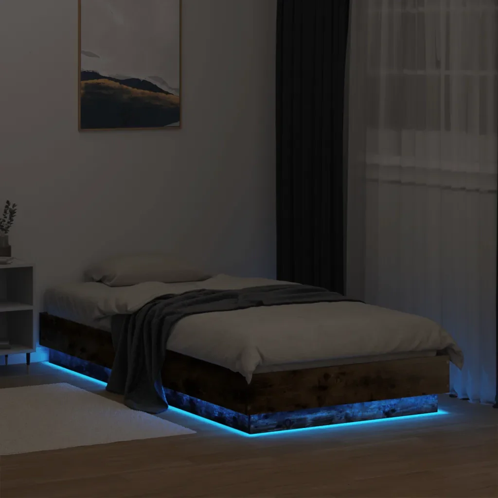 Letto singolo | Letto per adulti | Giroletto con LED Rovere Fumo 90x190 cm - Image 5