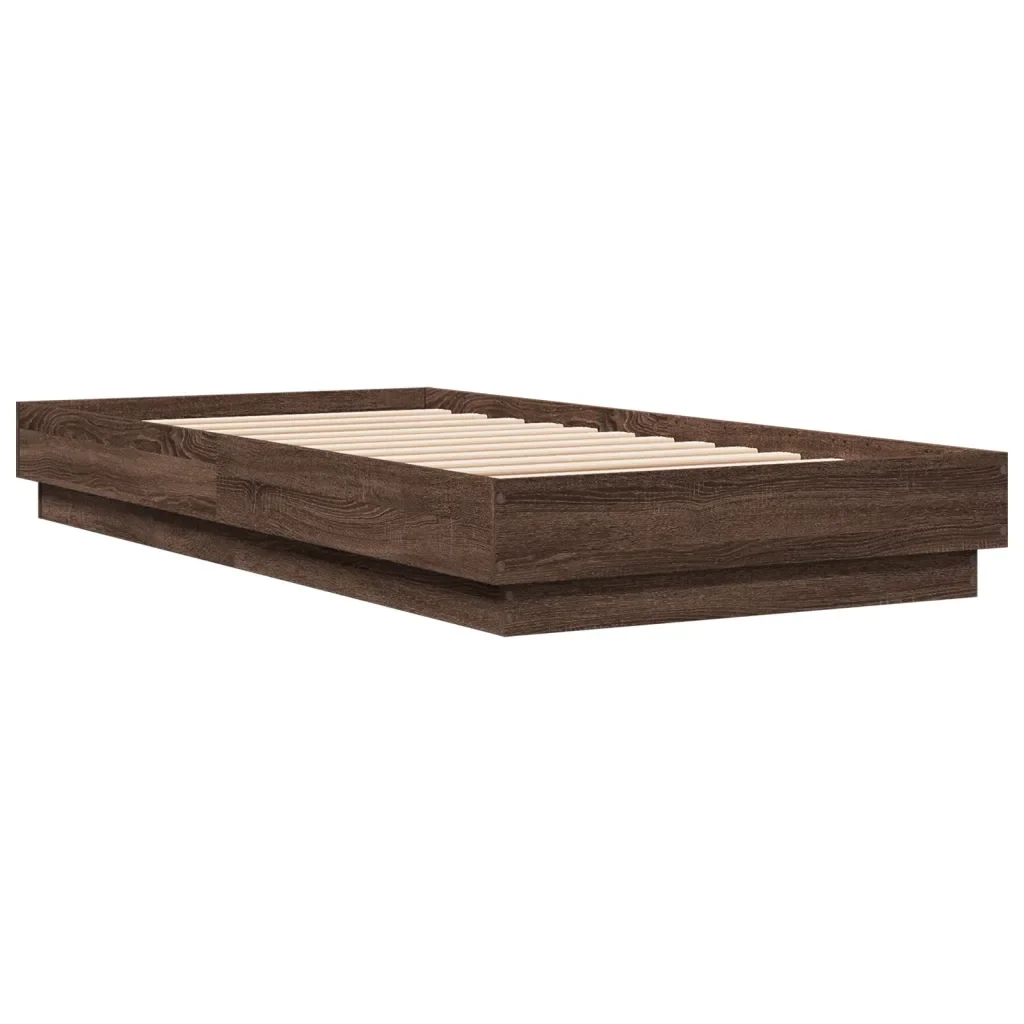 Letto singolo | Letto per adulti | Giroletto con LED Rovere Marrone 75x190 cm - Image 4