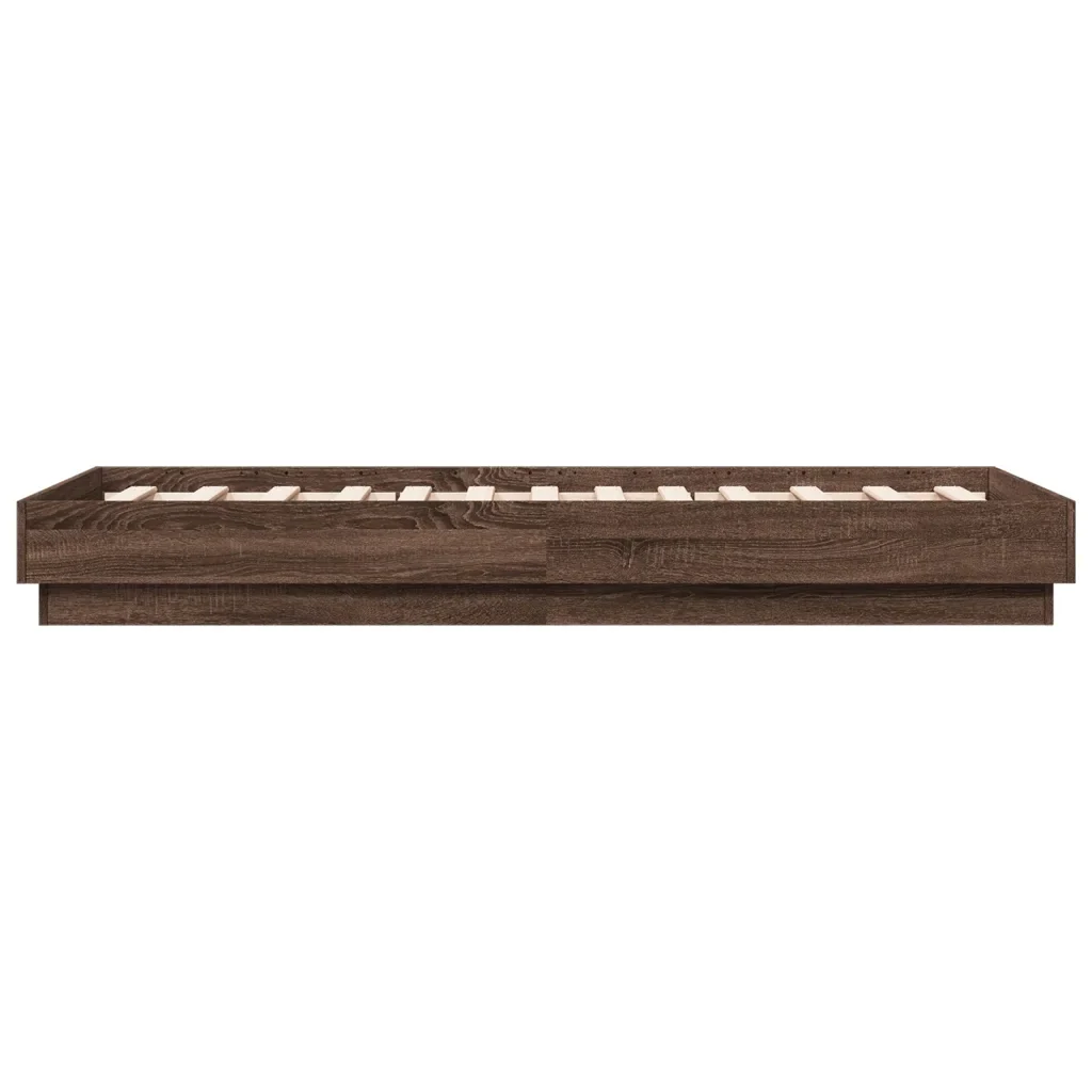 Letto singolo | Letto per adulti | Giroletto con LED Rovere Marrone 75x190 cm - Image 7