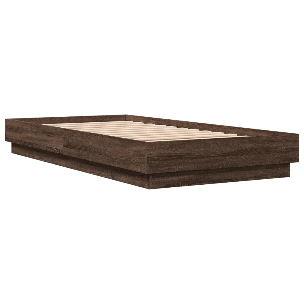 Letto singolo | Letto per adulti | Giroletto con LED Rovere Marrone 75x190 cm - Image 8