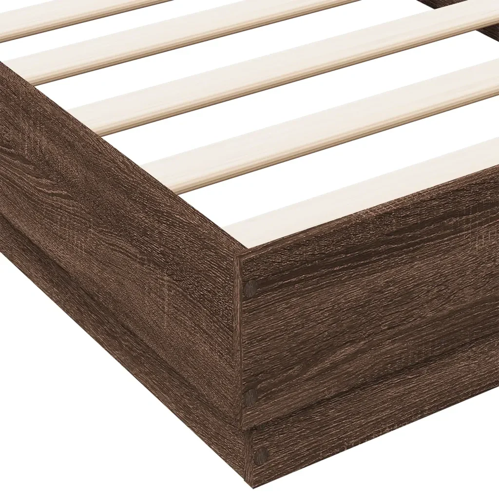 Letto singolo | Letto per adulti | Giroletto con LED Rovere Marrone 75x190 cm - Image 9