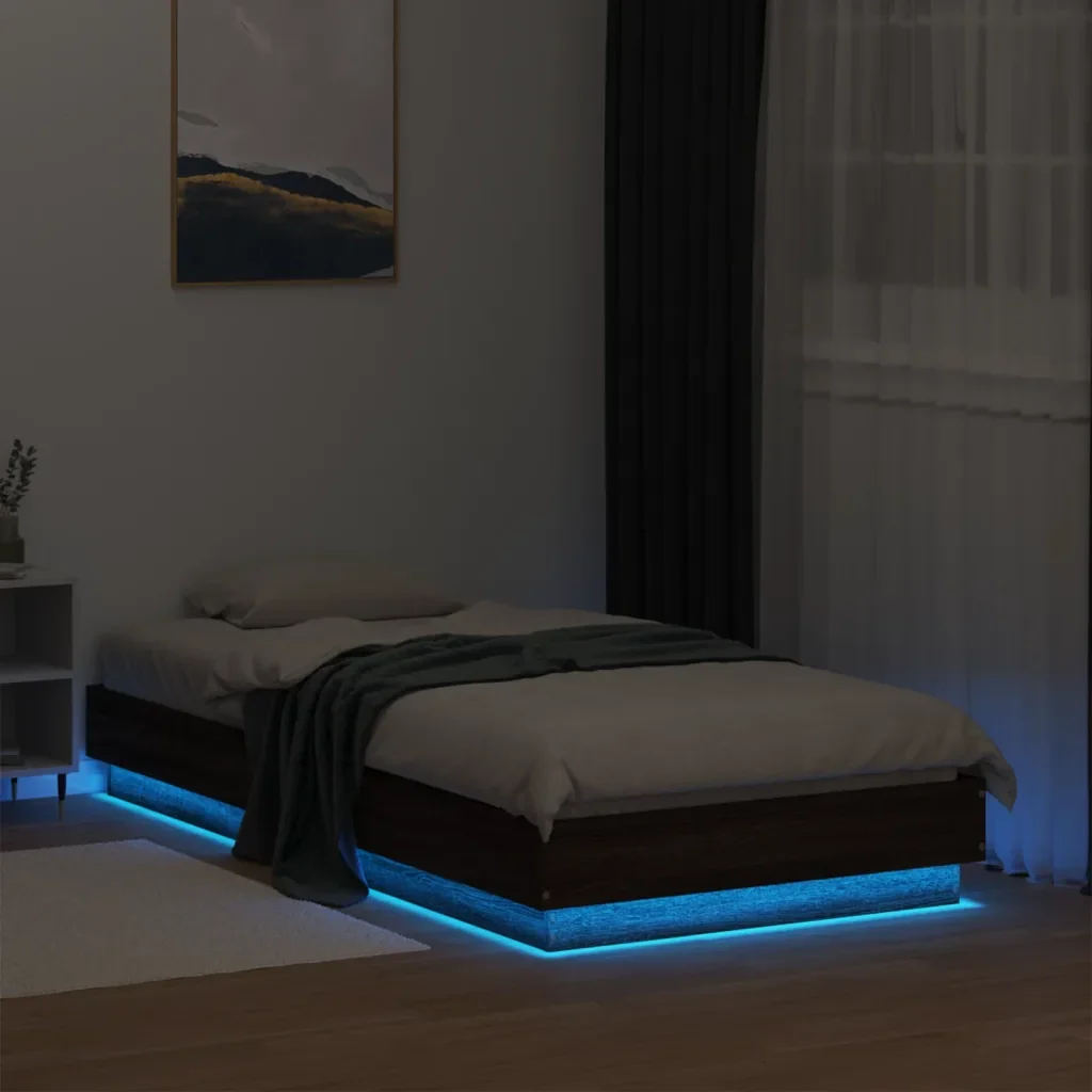 Letto singolo | Letto per adulti | Giroletto con LED Rovere Marrone 90x190 cm - Image 5