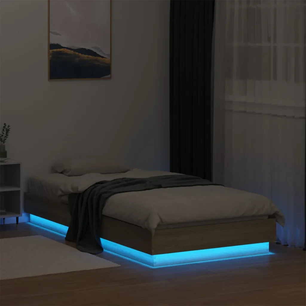 Letto singolo | Letto per adulti | Giroletto con LED Rovere Sonoma 75x190 cm - Image 5