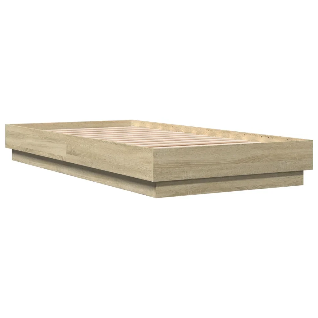 Letto singolo | Letto per adulti | Giroletto con LED Rovere Sonoma 90x190 cm - Image 8