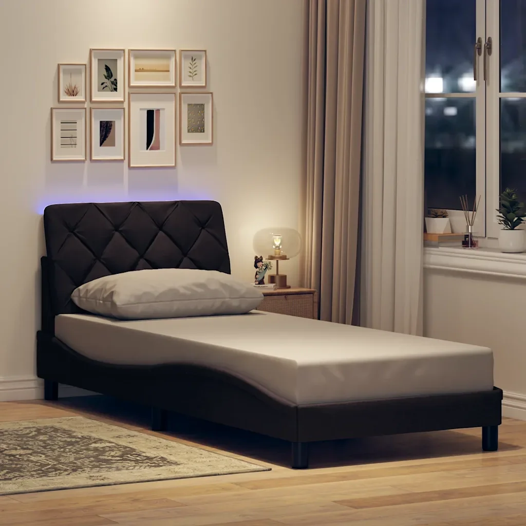 Letto singolo | Letto per adulti | Giroletto con LED senza Materasso 80x200 cm Tessuto - Image 2