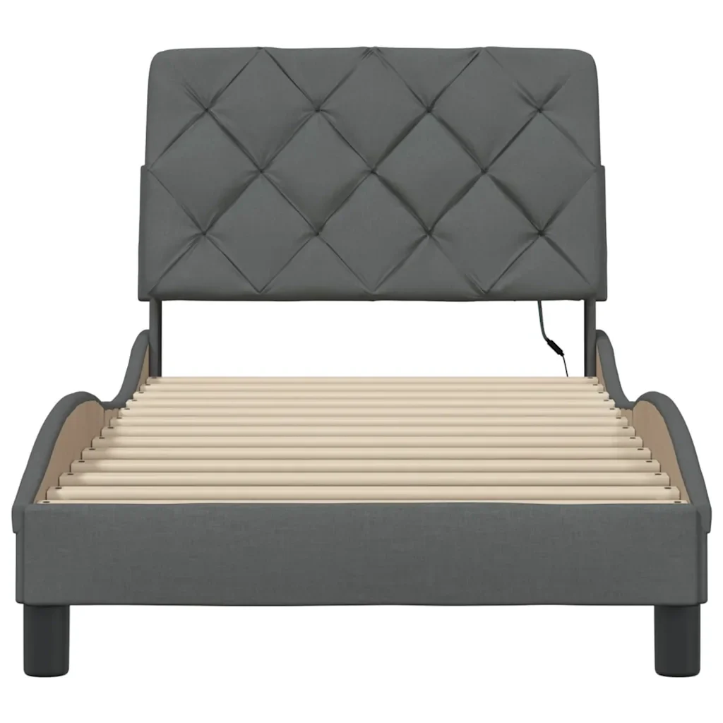 Letto singolo | Letto per adulti | Giroletto con LED senza Materasso 80x200 cm Tessuto - Image 6