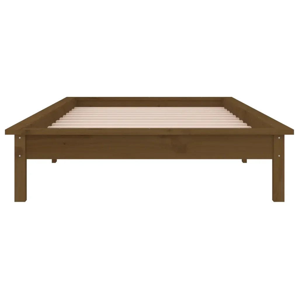Letto singolo | Letto per adulti | Giroletto con LED senza Materasso Ambra 90x200cm Legno Massello - Image 7
