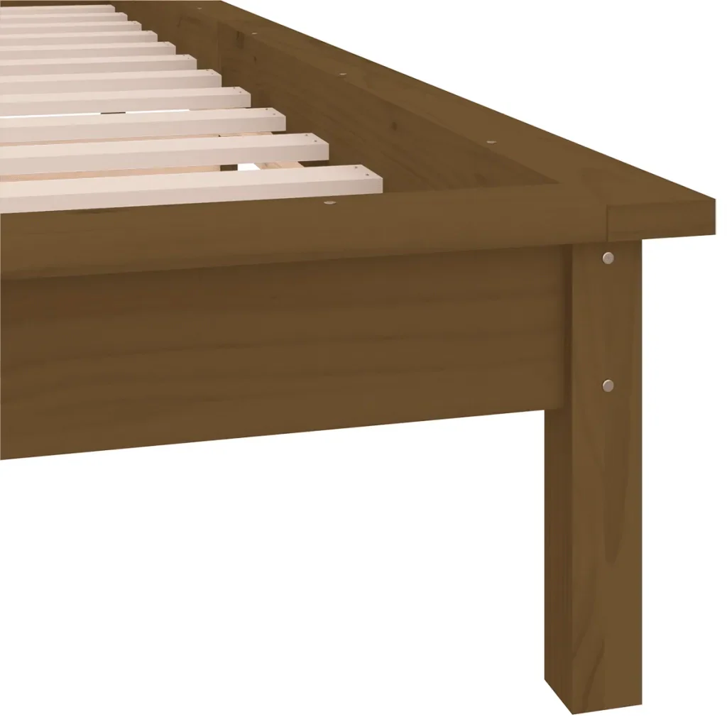 Letto singolo | Letto per adulti | Giroletto con LED senza Materasso Ambra 90x200cm Legno Massello - Image 9