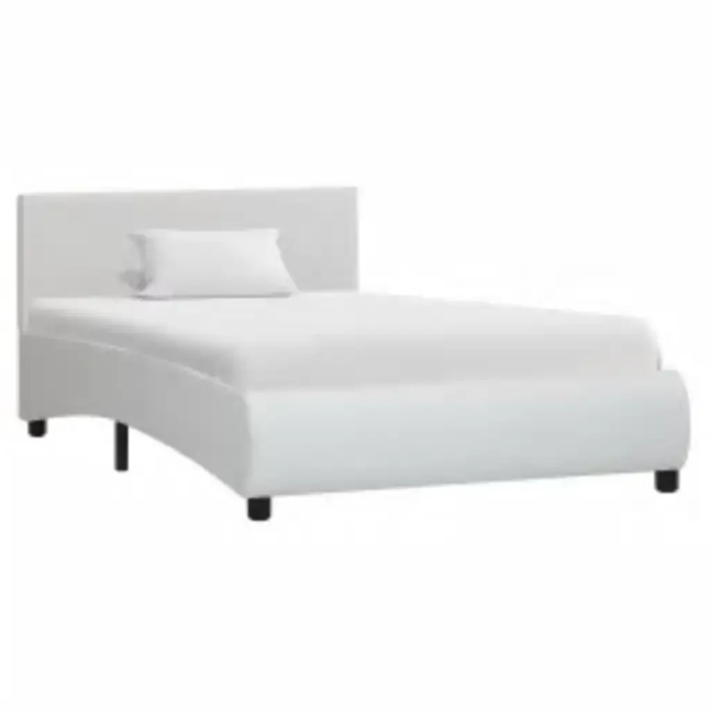 Letto singolo | Letto per adulti | Giroletto con LED senza Materasso Bianco in Similpelle 90x200cm