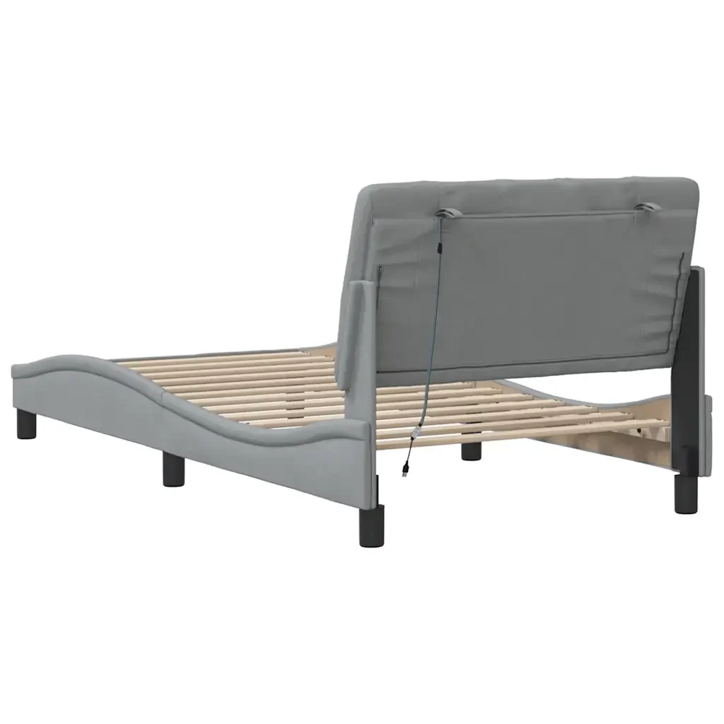 Letto singolo | Letto per adulti | Giroletto con LED senza Materasso Grigio Chiaro 100x200 cm - Image 10