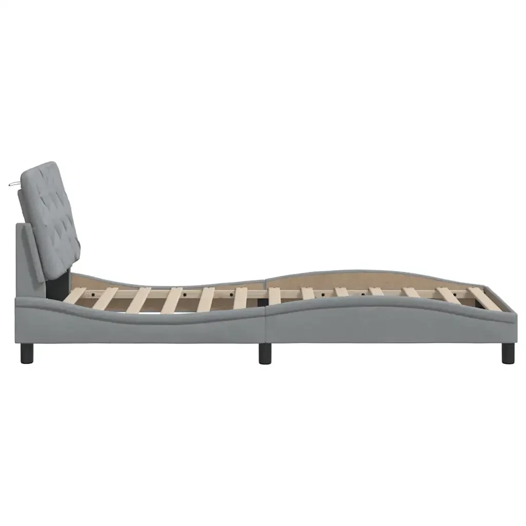 Letto singolo | Letto per adulti | Giroletto con LED senza Materasso Grigio Chiaro 90x200 cm - Image 9