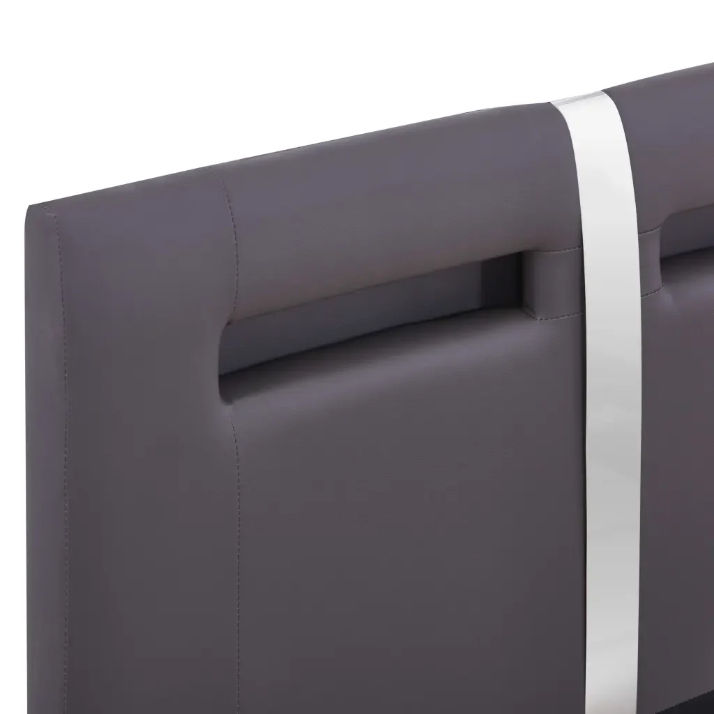 Letto singolo | Letto per adulti | Giroletto con LED senza Materasso Grigio in Similpelle 90x200cm - Image 6