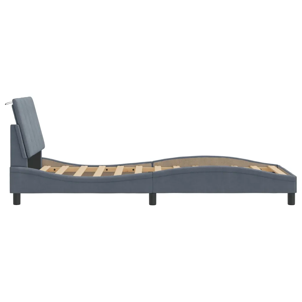 Letto singolo | Letto per adulti | Giroletto con LED senza Materasso Hanko Grigio Scuro 80x200 cm in Velluto - Image 7