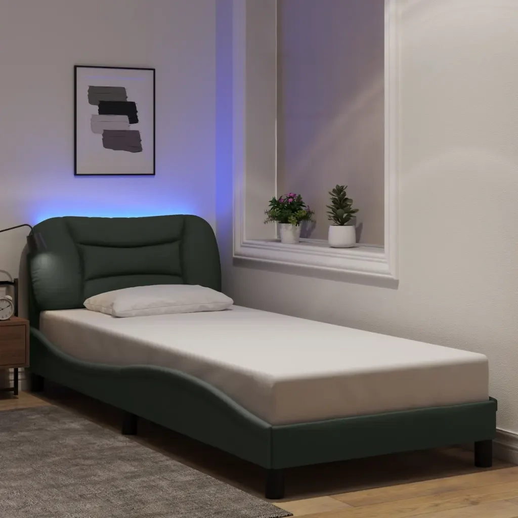 Letto singolo | Letto per adulti | Giroletto con LED senza Materasso Hvar 80x200 cm Tessuto - Image 2