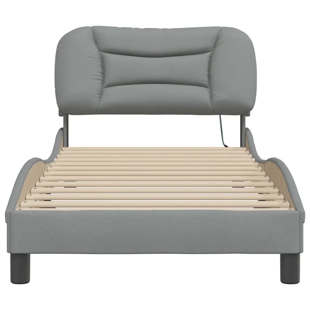 Letto singolo | Letto per adulti | Giroletto con LED senza Materasso Hvar 80x200 cm Tessuto - Image 6
