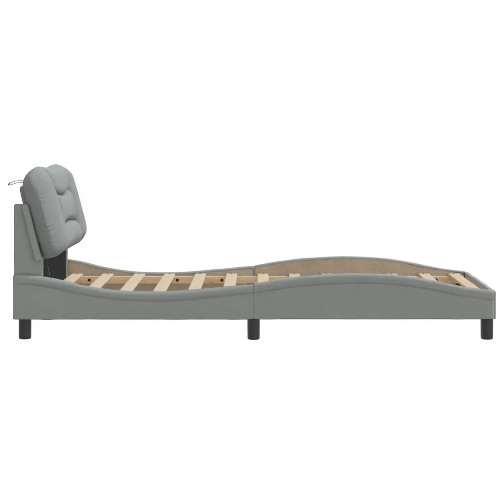 Letto singolo | Letto per adulti | Giroletto con LED senza Materasso Hvar 80x200 cm Tessuto - Image 8