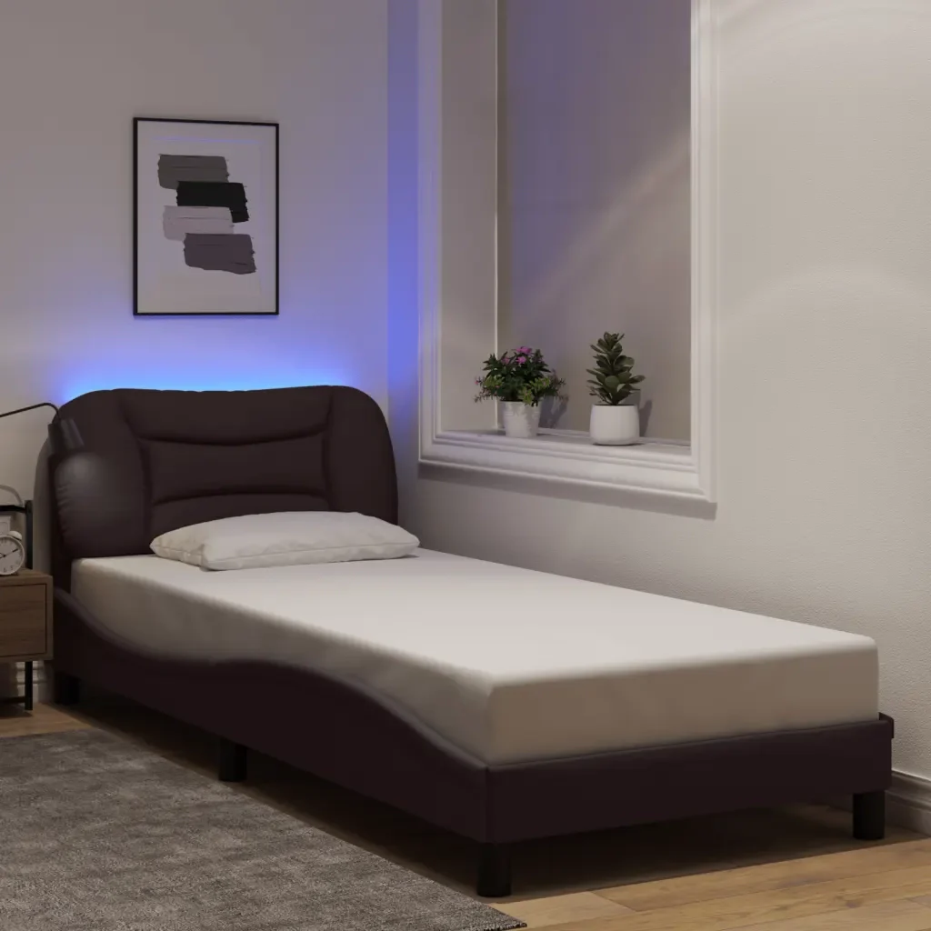 Letto singolo | Letto per adulti | Giroletto con LED senza Materasso Hvar 90x190 cm Tessuto - Image 2