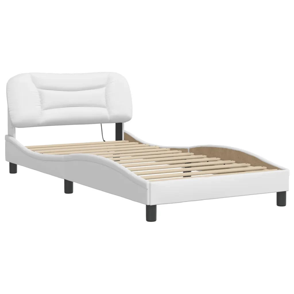 Letto singolo | Letto per adulti | Giroletto con LED senza Materasso Hvar Bianco 100x200 cm - Image 4