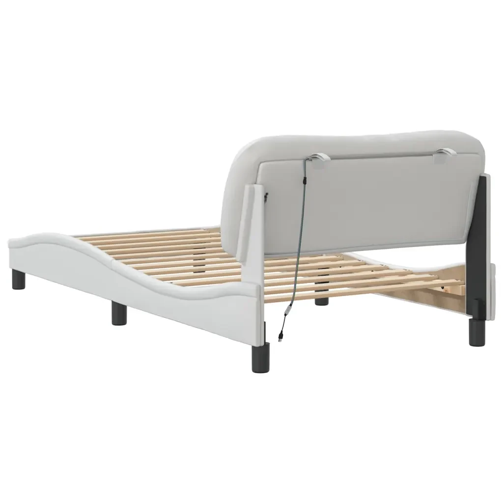 Letto singolo | Letto per adulti | Giroletto con LED senza Materasso Hvar Bianco 100x200 cm - Image 9