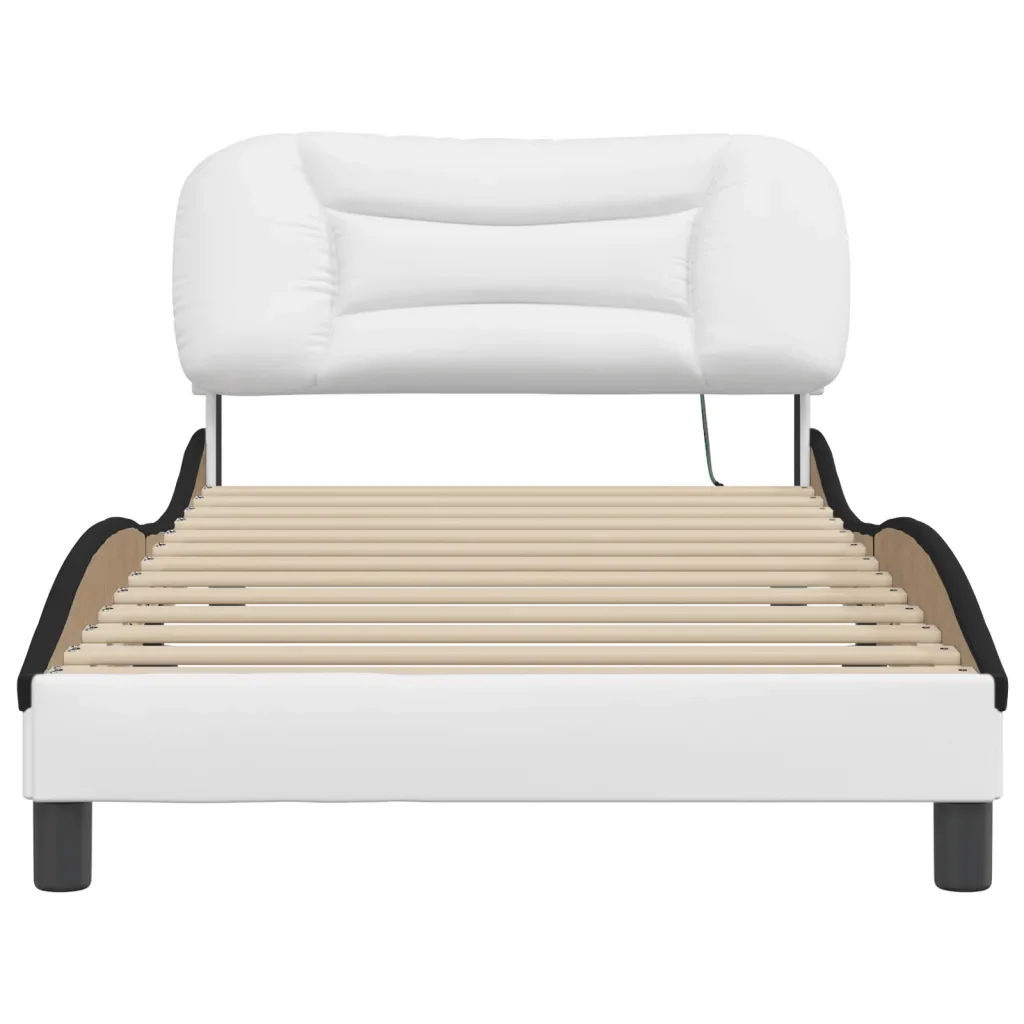 Letto singolo | Letto per adulti | Giroletto con LED senza Materasso Hvar Bianco e Nero 100x200 cm - Image 6