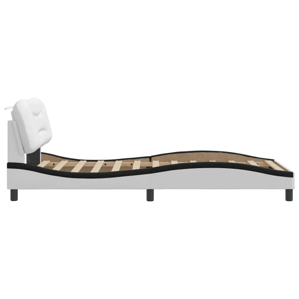 Letto singolo | Letto per adulti | Giroletto con LED senza Materasso Hvar Bianco e Nero 100x200 cm - Image 8
