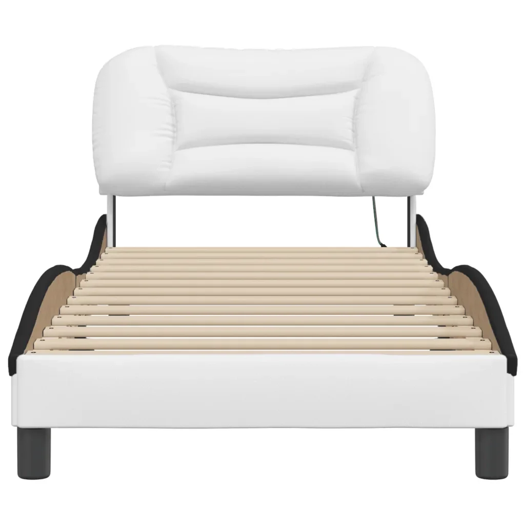 Letto singolo | Letto per adulti | Giroletto con LED senza Materasso Hvar Bianco e Nero 80x200 cm - Image 6