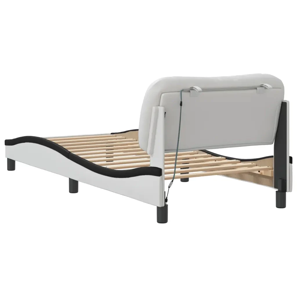 Letto singolo | Letto per adulti | Giroletto con LED senza Materasso Hvar Bianco e Nero 80x200 cm - Image 9