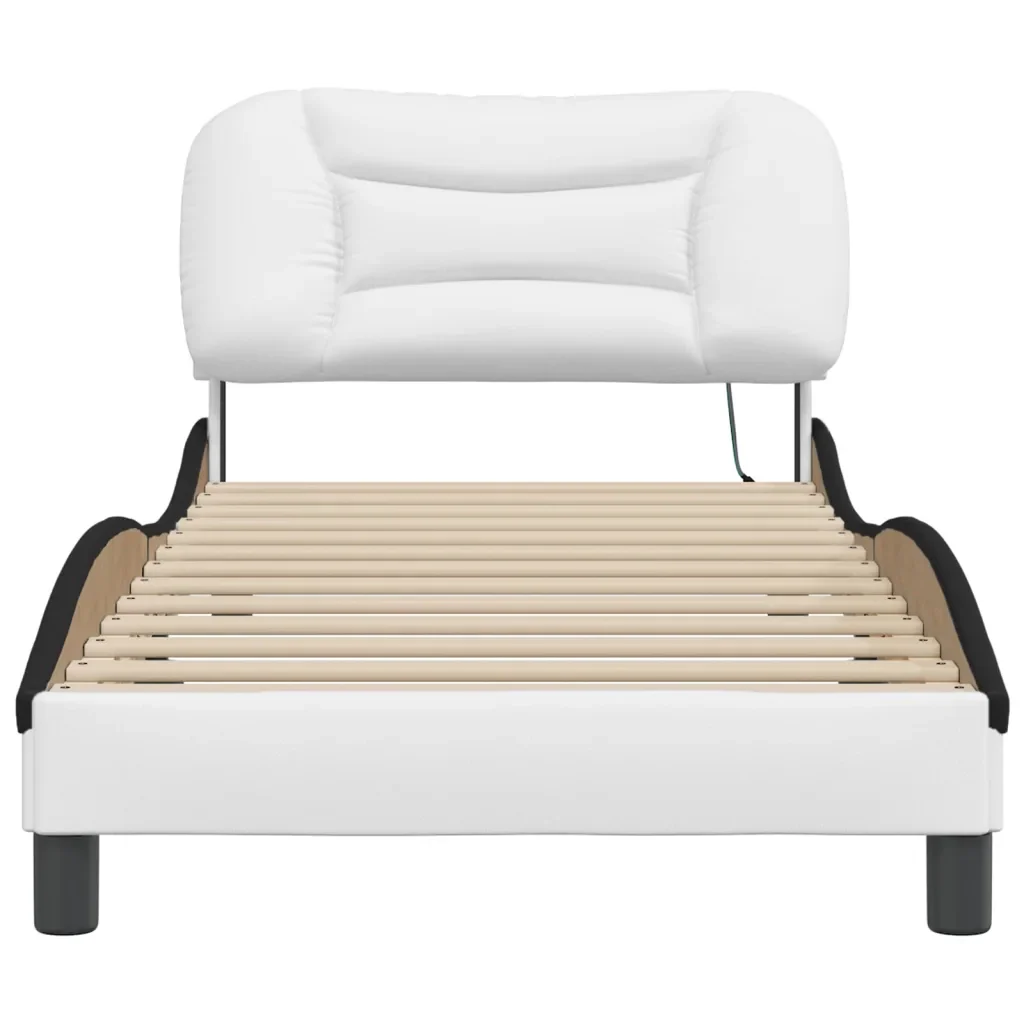 Letto singolo | Letto per adulti | Giroletto con LED senza Materasso Hvar Bianco e Nero 90x190 cm - Image 6