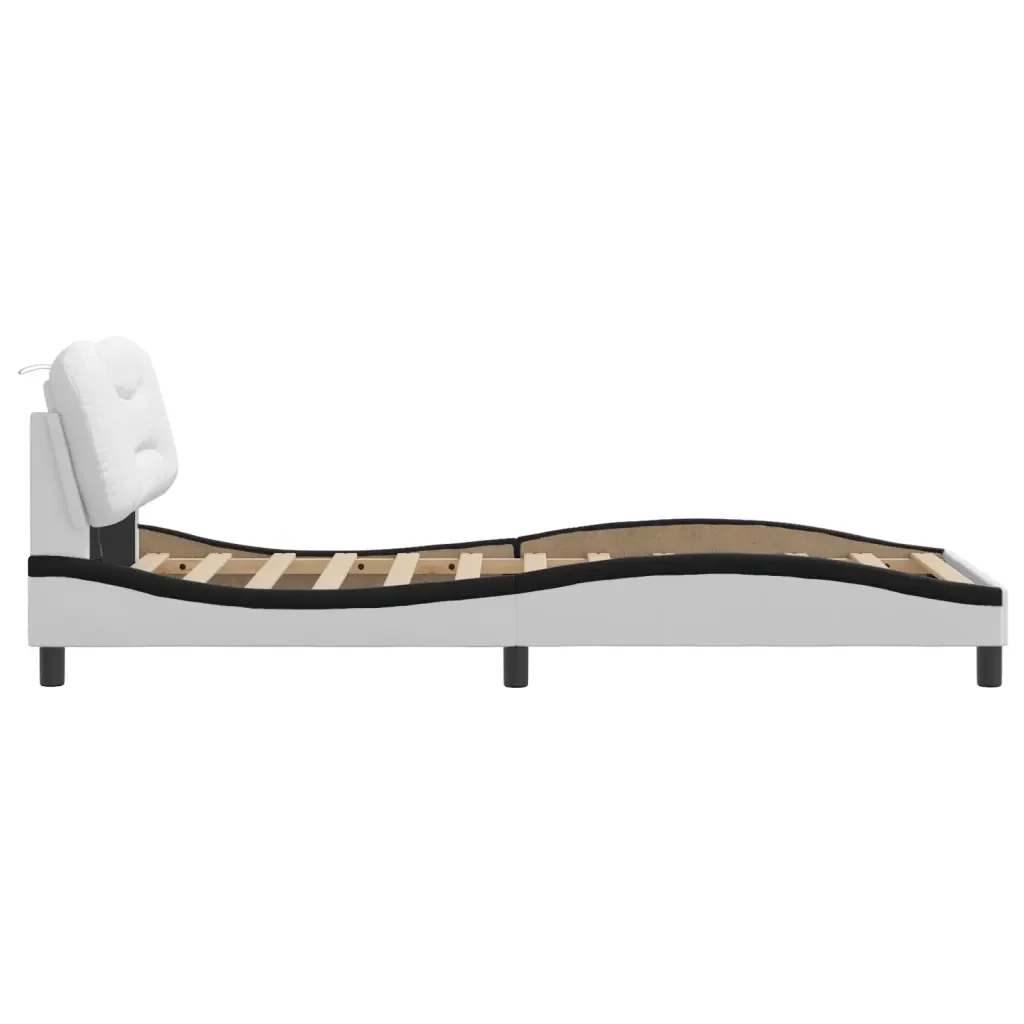 Letto singolo | Letto per adulti | Giroletto con LED senza Materasso Hvar Bianco e Nero 90x190 cm - Image 8